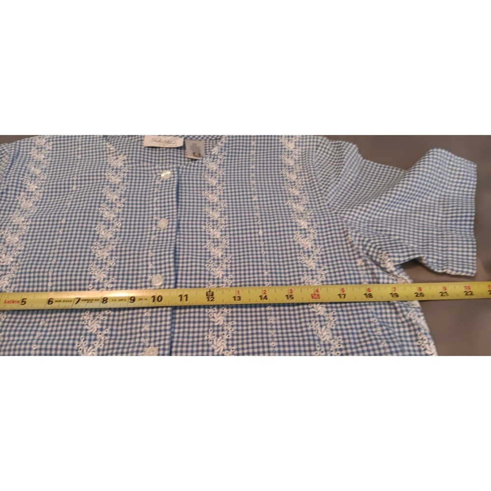 90s womens 2pc capri seersucker embroidered grandmacore coastal boxy cottagecore - Picture 4 of 11